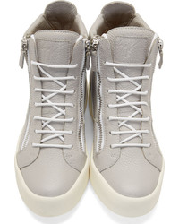 graue hohe Sneakers aus Leder von Giuseppe Zanotti