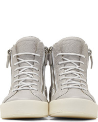 graue hohe Sneakers aus Leder von Giuseppe Zanotti