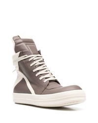 graue hohe Sneakers aus Leder von Rick Owens