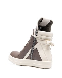 graue hohe Sneakers aus Leder von Rick Owens