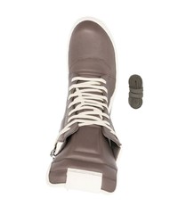 graue hohe Sneakers aus Leder von Rick Owens