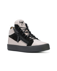 graue hohe Sneakers aus Leder von Giuseppe Zanotti Design