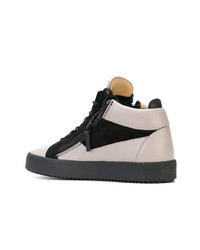 graue hohe Sneakers aus Leder von Giuseppe Zanotti Design