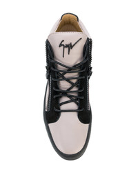 graue hohe Sneakers aus Leder von Giuseppe Zanotti Design