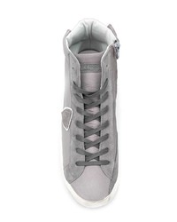 graue hohe Sneakers aus Leder von Philippe Model