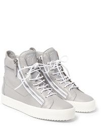 graue hohe Sneakers aus Leder von Giuseppe Zanotti