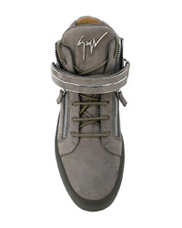 graue hohe Sneakers aus Leder von Giuseppe Zanotti Design