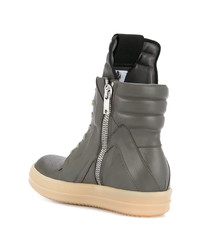 graue hohe Sneakers aus Leder von Rick Owens