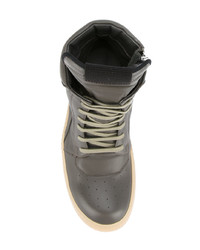 graue hohe Sneakers aus Leder von Rick Owens