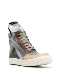 graue hohe Sneakers aus Leder von Rick Owens