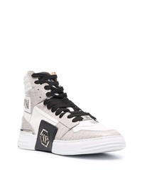 graue hohe Sneakers aus Leder von Philipp Plein