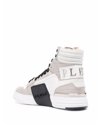 graue hohe Sneakers aus Leder von Philipp Plein