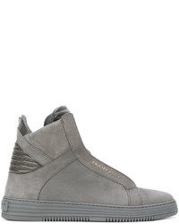 graue hohe Sneakers aus Leder von Philipp Plein