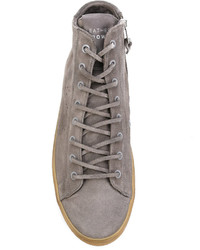 graue hohe Sneakers aus Leder von Leather Crown