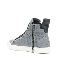 graue hohe Sneakers aus Leder von Diesel