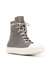 graue hohe Sneakers aus Leder von Rick Owens