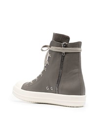 graue hohe Sneakers aus Leder von Rick Owens