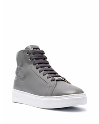 graue hohe Sneakers aus Leder von Philipp Plein