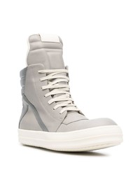 graue hohe Sneakers aus Leder von Rick Owens