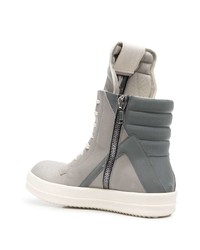 graue hohe Sneakers aus Leder von Rick Owens