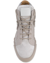 graue hohe Sneakers aus Leder von Giuseppe Zanotti Design