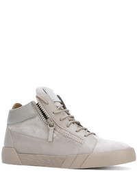 graue hohe Sneakers aus Leder von Giuseppe Zanotti Design