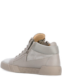 graue hohe Sneakers aus Leder von Giuseppe Zanotti Design