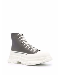 graue hohe Sneakers aus Leder von Alexander McQueen