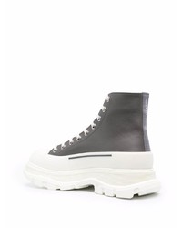 graue hohe Sneakers aus Leder von Alexander McQueen