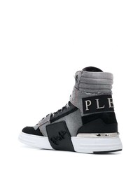graue hohe Sneakers aus Segeltuch von Philipp Plein