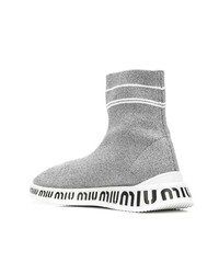 graue hohe Sneakers aus Segeltuch von Miu Miu