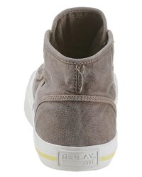 graue hohe Sneakers aus Segeltuch von Replay