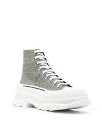 graue hohe Sneakers aus Segeltuch von Alexander McQueen