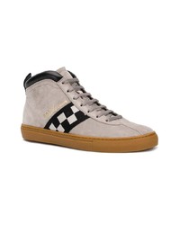 graue hohe Sneakers aus Wildleder mit Karomuster von Bally