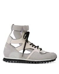 graue hohe Sneakers aus Wildleder von Comme Des Garcons Homme Plus