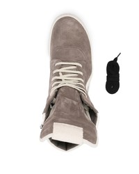 graue hohe Sneakers aus Wildleder von Rick Owens