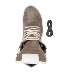 graue hohe Sneakers aus Wildleder von Rick Owens DRKSHDW