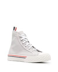 graue horizontal gestreifte hohe Sneakers von Thom Browne