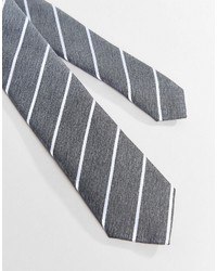 graue horizontal gestreifte Krawatte von Selected