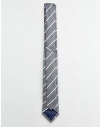 graue horizontal gestreifte Krawatte von Selected