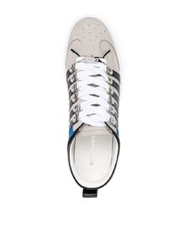 graue horizontal gestreifte Leder niedrige Sneakers von DSQUARED2