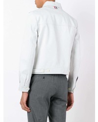 graue horizontal gestreifte Shirtjacke von Thom Browne
