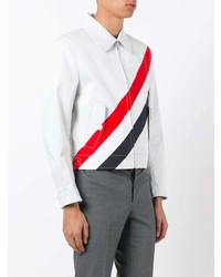 graue horizontal gestreifte Shirtjacke von Thom Browne