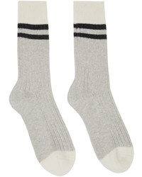 graue horizontal gestreifte Socken von Brunello Cucinelli