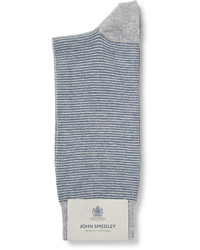 graue horizontal gestreifte Socken von John Smedley