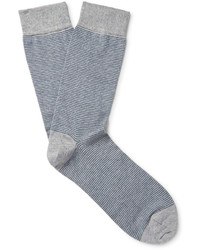 graue horizontal gestreifte Socken von John Smedley