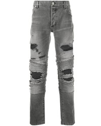 graue Jeans mit Destroyed-Effekten von Balmain