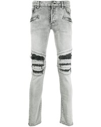 graue Jeans mit Destroyed-Effekten von Balmain