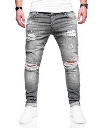 graue Jeans mit Destroyed-Effekten von behype