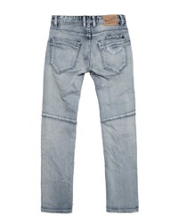 graue Jeans mit Destroyed-Effekten von BLUE MONKEY